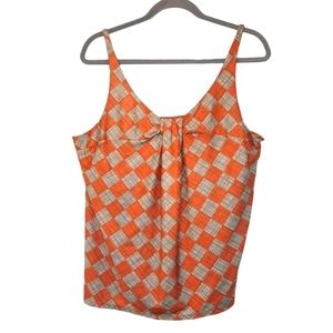 New York & Co Orange Twist Front Lined Tank Top Size XL